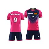 Alpinista personalisiertes Fußballtrikot mit Namensnummer Logo für Kinder Erwachsene Männer Frauen Personalisierte Fußballshirt und Short (pink)