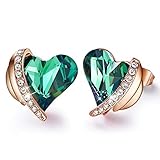 CDE Ohrringe für Damen Schmuck Geschenk, Rosegold Herz Damen Ohrstecker, verschönert mit Kristallen Weihnachten Valentinstag Party Jubiläum Geburtstag Geschenke für Frauen Sie Mutter Freundin E