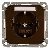 OPUS® 1 Schutzkontakt-Steckdose Premium mit Beschriftungsfeld ohne Berührungsschutz Farbe sepiab
