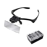 Kopfmontierte Lupe mit Linse 1.0X, 1.5X, 2.0X, 2.5X, 3.5 Vergrößerung Lupenkopf mit Leichter Freisprech-Stirnband-Leselupe Schmuckglaslupe A/