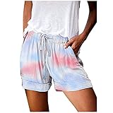 Shorts Running Freizeit Damen Sommer Kurze Hose Gummizug Stretch Shorts Sommerhose Hot Pants High Waist Sport Leggings Sporthosen Kurze Shorts Hotpants Schlafhose Strandshorts (Multicolor, L)