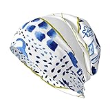 Aidoeasy Men's Unisex Adult Knit Hat Cap Balaclava The Kintsugi Concept - Art of Repairing Broken Dishes, Patchwork with Gold Cracks and Blue Ornament, S