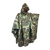 Megaprom Jagd Angeln Outdoor Army Bundeswehr Regenponcho Regenjacke Nässeschutz Camouflage Flecktarn W