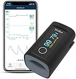 ViATOM Sauerstoffsättigung messgerät Finger Bluetooth APP Messung der Sauerstoffsättigung (SpO2), Herzfrequenz und PI, Drehbares OLED-Display, mit B