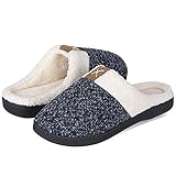 Winter Hausschuhe Herren Damen Memory Foam Plüsch Wärme Home Rutschfeste Slippers wollähnliche für Drinnen und Draußen(Schwarz, 46/47EU)