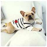 Smniao Haustier Hund Kleidung Bulldogge Schwarz Weiß Streifen Sweatshirt Welpen Kostüm Jacke für Kleine Hund Schlafanzug S bis XXL (L, Schwarz)