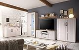 Wohnwand Elegance in Sibiu-Lärche Nb. im Landhausstil Anbauwand Wohnzimmerschrank TV-Lowboard Fernsehschrank inkl. LED-Beleuchtung in 2 Varianten (Wohnwand inkl. Sideboard)