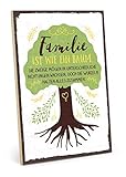 TypeStoff Holzschild mit Spruch – Familie IST WIE EIN Baum – im Vintage-Look mit Zitat als Geschenk und Dekoration (Größe: 19,5 x 28,2 cm)