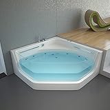 HOME DELUXE - Whirlpool Badewanne - PACIFICO weiß mit Lichtherapie und Massage - Maße 150 x 150 x 55 cm | Eckwanne, Indoor Jacuzzi, 2