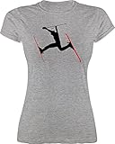 Snowboard, Ski und mehr - Skifahren Skisprung Ski - M - Grau meliert - Skifahren - L191 - Tailliertes Tshirt für Damen und Frauen T-S