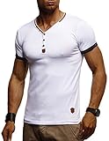 Leif Nelson Herren T-Shirt V-Ausschnitt Sweatshirt Longsleeve Basic Shirt Hoodie Slim Fit LN1390; Größe M, W