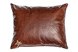 Centaur - Deko Lederkissen 50 x 40 cm für Sofa oder Schlafzimmer nussbraun - Echt Leder Kissen Echtleder Sofakissen Lederoptik