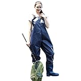 Oukerde Wathose für Männer Frauen,Wind- und wasserdichte Matschhose,Wathose mit Stiefeln wasserdichte atmungsaktive Crosswater Träg