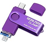 64 GB USB Stick 3-in-1 für Android Handys, BorlterClamp OTG USB 3.0 Flash-Laufwerk Speicherstick mit 3 USB-Anschlüsse (USB Typ-C/microUSB/USB-A) für Samsung Galaxy, Laptops und Mehr (Violett)