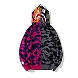 ZYSK Bape Jacke Shark Hoodie Herren 3D Camouflage Haikopf Kapuzenjacke Strassenmode mit Reißverschluss Kapuzenpullover lockere Passform, Reißverschluss, Hip Hop-Hoodie-Hack