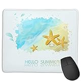 Zollamt Mauspad,Künstlerisch Strand Sand Kleine Felsen Leben im Wasser，Quadratisches Gaming-Mauspad, rutschfeste Gummibasis für Heim-Laptop, Reisen, personalisierter Schreibtisch, 9,5 'x 7,650'