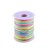 ManYee Elastisch Perlenschnur 1mm Bunte Elastische Faden Rund Gummiband Elastische Schnur Regenbogen Beading Thread für Kinder Schmuck Basteln Perlen Armband 100 Meter Lang