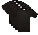 5er Pack T-Shirt mit kurzem Ärmel, Rundhalsbund T-Shirt aus 100% ringgesponnener Baumwolle,Schwarz,M