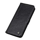 BRAND SET Hülle für ZTE Blade A31 Leather Case Wallet Premium Vintage Leather Protective Case with Stand Function and Business Card Slot Schutzhülle for ZTE Blade A31 Phone Case-Schw