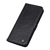 BRAND SET Hülle für ZTE Blade V30 Leather Case Wallet Premium Vintage Leather Protective Case with Stand Function and Business Card Slot Schutzhülle for ZTE Blade V30 Phone Case-Schw