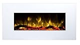 GLOW FIRE Neptun Elektrokamin mit Heizung, Wandkamin mit LED | Künstliches Feuer mit zuschaltbarem Heizlüfter: 750/1500 W | Fernbedienung, 84 cm, Weiß