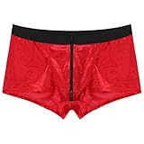 winying Herren Weihnachten Boxershorts Samt Retroshorts Pailletten Bulge Butel Trunks Kunstpelz Plüsch Pelz Ball Unterhosen Reizvolle Weihnachts Dessous Rot C XL