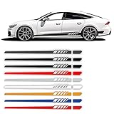 2 Stück Racing Sport Auto Tür Seitenstreifen Rock Aufkleber Vinyl Aufkleber,Für Audi A3 A4 A5 A6 A7 Q2 Q3 Q5 RS3 RS4 RS5 TT Zubehö