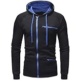 QWERD Herren Kapuzenpullover Kapuzenjacke Hoodie Sweatjacke Sweatshirt Kapuzenpulli mit Reißverschluss Langarm Sport Style Casual Kontrast Fitness Training Basic Hoodie-Cardigan für Herbst W