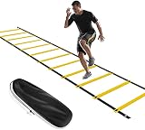 KIKILIVE Agility Leiter, Trainingsleiter Fußball Agility Leiter, Koordinationsleitern für Fußball Trainingsleiter-6M Übungen ​Koordinationstraining Leiter mit Tasche(Blau/Gelb)