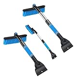 poolbürste mit teleskopstange,eiskratzer auto mit besen teleskop,schneeschieber,3in1pool Auto Reinigungsbürste Eiskratzer Schneebesen Abnehmbarer Eisschaber mit 360 ° Grad Bürstenkopf Poolboden (Blau)