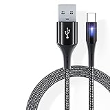 Verlängerung USB C- Kabel USB A zum Typ C- Kabel 3A Fast Lade-LED- Anzeige kompatibel S21, S20, S10e, S10, S9 Plus, Anmerkung 20 10 9 Verlängerungskabel (Color : Black, Größe : 1.8m)