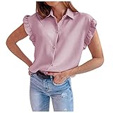 Damen Chiffonbluse Basic Shirt Shirtbluse Lockere Hemd Knopf Top Frauen Oberteile T-Shirt Seidenglanz Beiläufig Täglich Geschäft Cardig