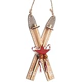 alles-meine.de GmbH Holz - Ski mit Stöcken _ Verschiedene Modelle frei wählbar _ Deko Winter & Weihnachten - kleine Anhänger - Miniatur / Diorama - Weihnachtsdeko / Winter - W