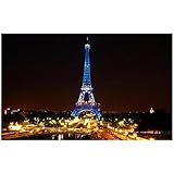 LYFWIN Paris Eiffelturm Wandkunst Nachtlandschaft Poster & Drucke Eiffelturm Leinwand Malerei Bilder für Wohnzimmer Wanddekoration 50x70cmx1 Kein R