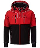 Rock Creek Herren Softshell Jacke Outdoor Jacke Windbreaker Übergangsjacke Anorak Kapuze Regenjacke Winterjacke Herrenjacke Jacket H-222 Rot S