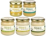 Bio Honig Probierset 5 x 250g aus dem Havelland ungefilterter und unbehandelter Bio Honig von mild bis kräftig das ideale Geschenk von Blütenhonig bis Akazie ein G