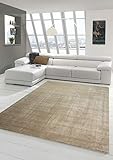 Wohnzimmer Teppich modern Kurzflor mit Uni Design in Taupe Größe 120 cm R
