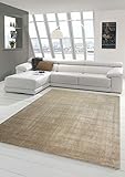 Wohnzimmer Teppich modern Kurzflor mit Uni Design in Taupe Größe 120 cm R