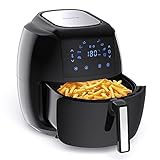 Tomons Heißluftfritteuse, 5,5L XXL Heissluft Fritteuse, ohne Öl Air Fryer mit 8 Programmen, mit Alarm, Digitalem LED-Touchscreen, mit Frittierkorb, Rezeptheft auf Deutsch, 1800W