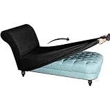 XQWZM Strecken Chaiselongues Schonbezüge für Wohnzimmer Chaiselongue Abdeckung Stretch Liegesessel Schonbezug Relaxliege Armlos Loungeliege Schutzhülle-Schw