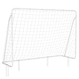 SONGMICS Fußballtor für Kinder, schnelle Montage, Garten, Park, Strand, pulverbeschichtete Rohre und PE-Netz, 215 x 150 x 76 cm weiß SZQ215W01