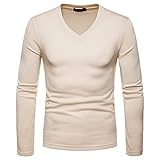 Base Shirt Herren Modern Urban Klassisch Mode Rundhals Einfarbig Herren T-Shirt Herbst Winter Plus Samt Slim Fit Männer Langarm Täglich Komfortabel All-Match Warm Herren S