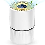 Luftreiniger Air Purifier Ionisator mit HEPA-Kombifilter 5-Stufen-Filterung mit 99,97% Filtrationsleistung mit LED, Perfekt gegen Staub und Haustier-Allergene, für Allergiker, Raucher, Asthma (Weiß)