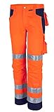 Qualitex Warnschutz-Bund-Hose Arbeits-Hose PRO MG 245 - orange/marine - Größe: 52
