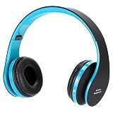 LIKJ Kabelloses Headset, kabelloses und kabelgebundenes Stereo-Headset unterstützt Audiokabel-Noise-Cancelling mit weichen Ohrenschützern für Reisen Home Office für Handy-PC-TV(Schwarz Blau)