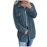 Damen Winter Mantel Einfarbige Umlegekragen Jacke mit Reversknopftasche Plüschjacke Tops Herbst Winter Wooljacke Mode Revers Langarm Jacke Outwear Einreiher Jacken Übergangsjacke W