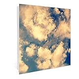 banjado® Großer Schlüsselkasten aus Glas - Schlüsselbox 30cm x 30cm mit 50 Haken - Motiv Wolken 3 - Schlüsselschrank für Schlüsselaufbewahrung mit beschreibbarer Glastür als Magnettafel nutzb