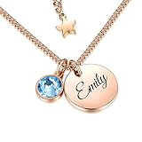TMT Personalisierte Namenskette mit Gravur und Kristall Buchstaben initialen (silber & rose-gold) Geburtstagsgeschenk für Frauen und Mädchen Geschenk Kette Mutter Oma BFF B
