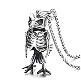 COOLSTEELANDBEYOND Retro-Stil Eule Specht Fisch Skelett Knochen Edelstahl Anhänger Halskette für Herren Jungen, 75cm W