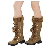 Schneestiefel Damen Bequem Winterstiefel Warme Gefüttert Winterschuhe Rutschfest Schnürung Damenstiefel Einfarbige Halbstiefel Stiefelette Knöchel Schuhe Worker Boots Stiefelette Herbst W